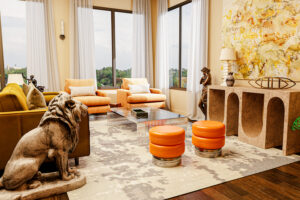 austin high end residential interior design livign room yellow 2